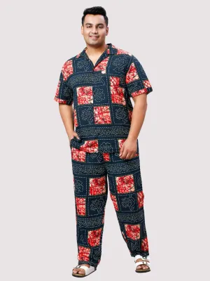 Flower Dots Digital Printed Full Co-ords Set Men's Plus Size