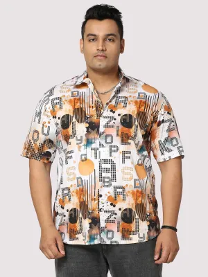 Gold Letters Digital Printed Half Shirt Men's Plus Size