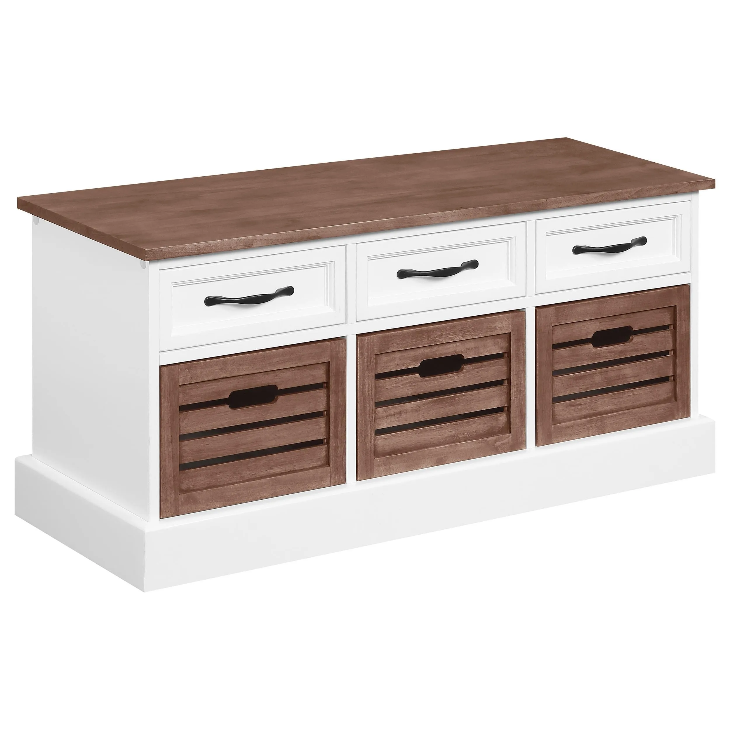 Alma 3-drawer Storage Bench Weathered Brown and White