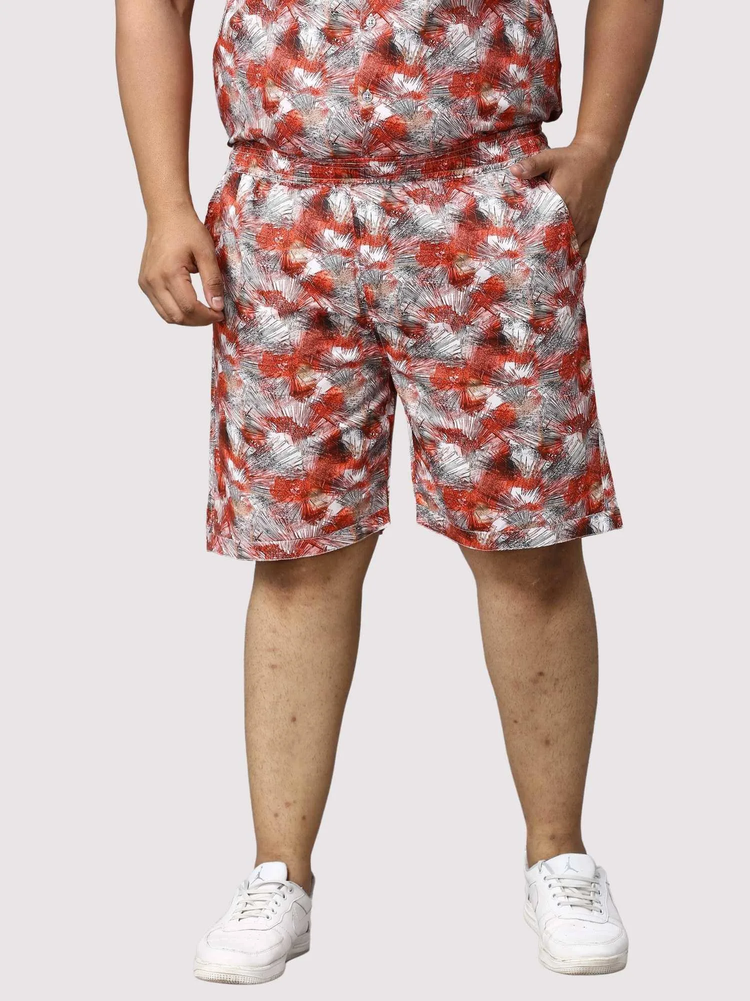 Apple Blossom Digital Printed Half Sleeve Co-Ords Men's Plus Size