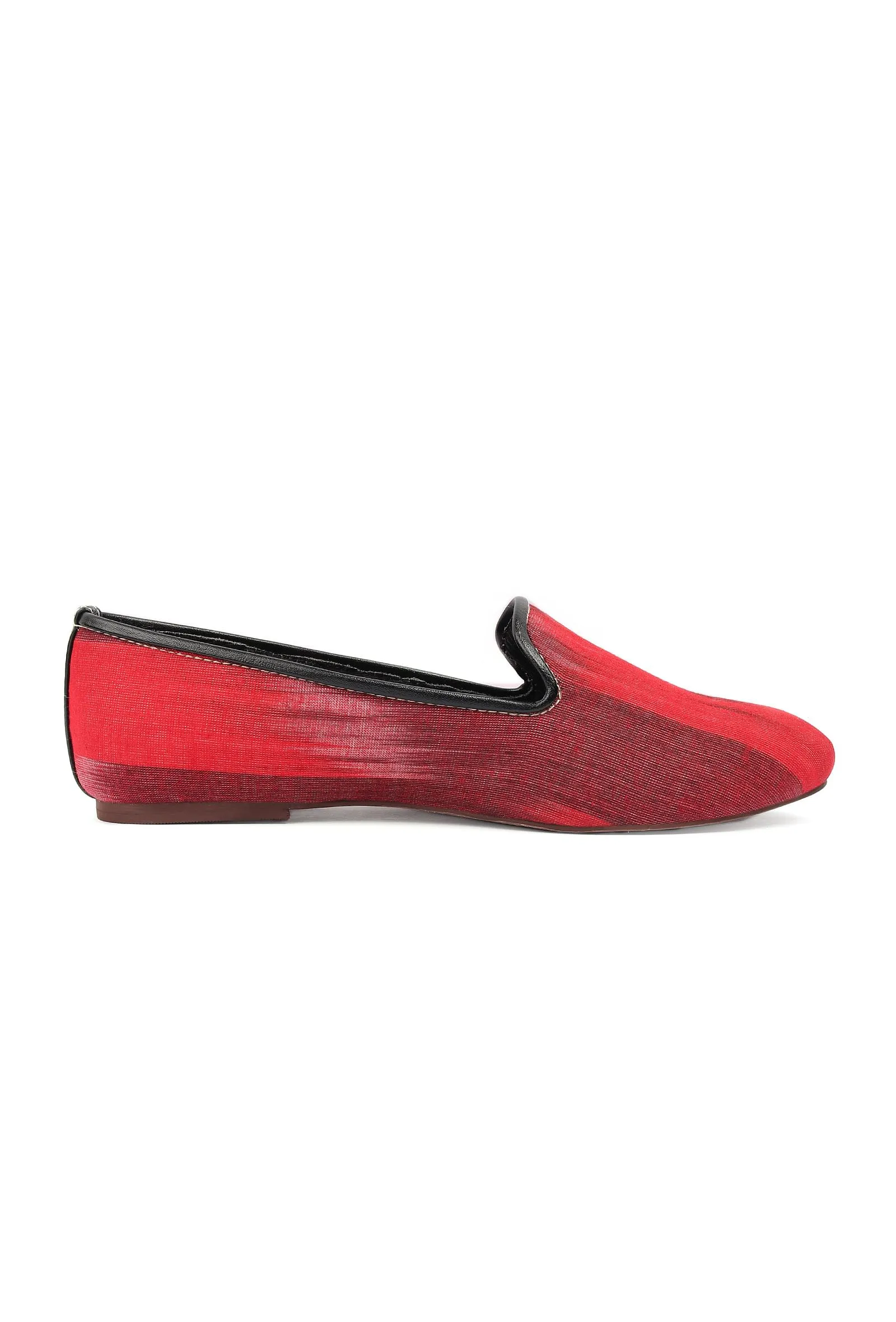 Black & Red Ikat Print Flat Cruelty Free Leather Ballerinas