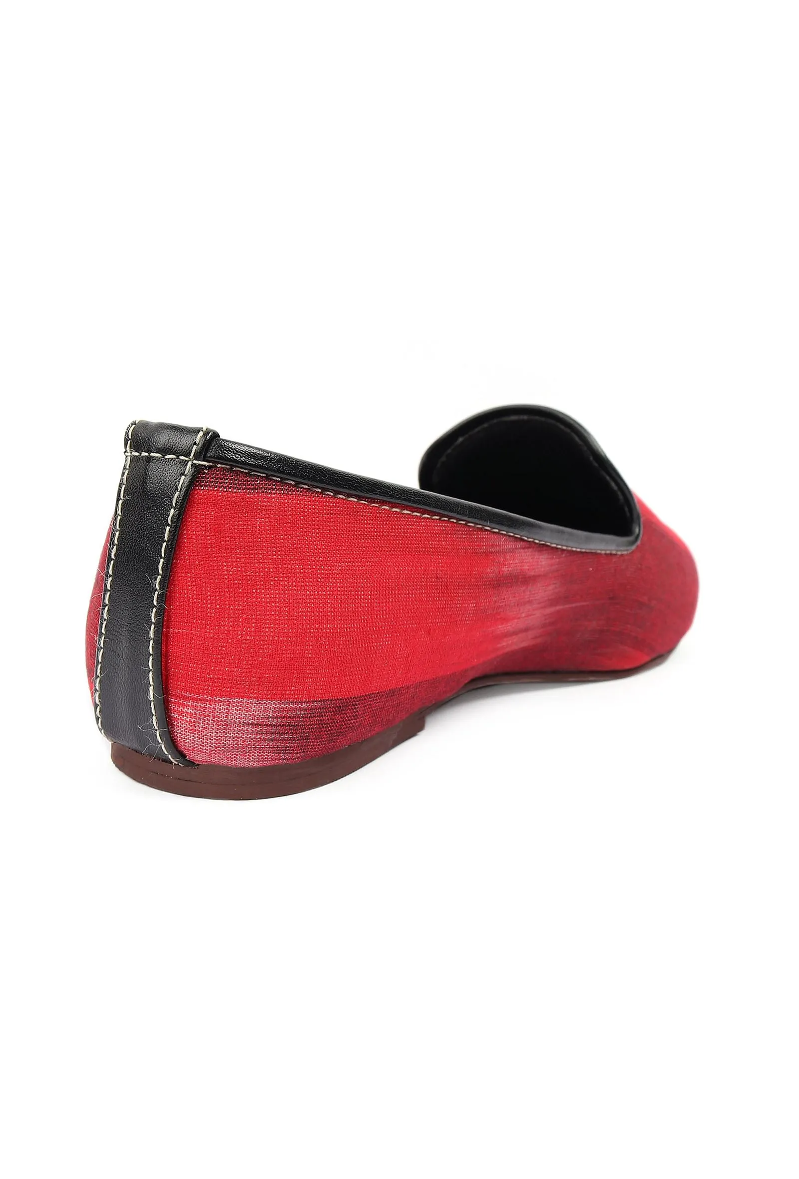 Black & Red Ikat Print Flat Cruelty Free Leather Ballerinas