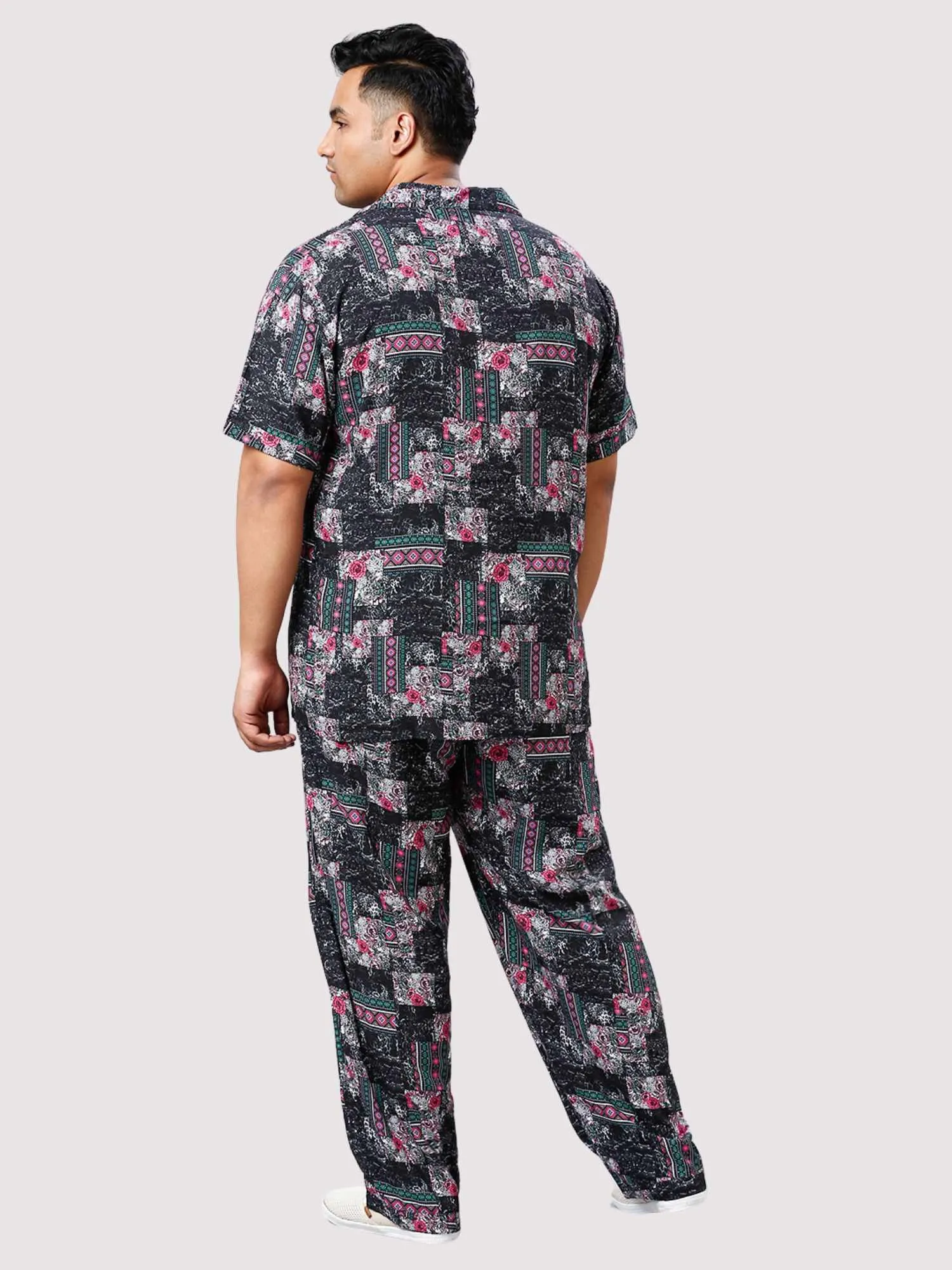 Carbon Pattern Digital Printed Full Co-ords Set Men's Plus Size