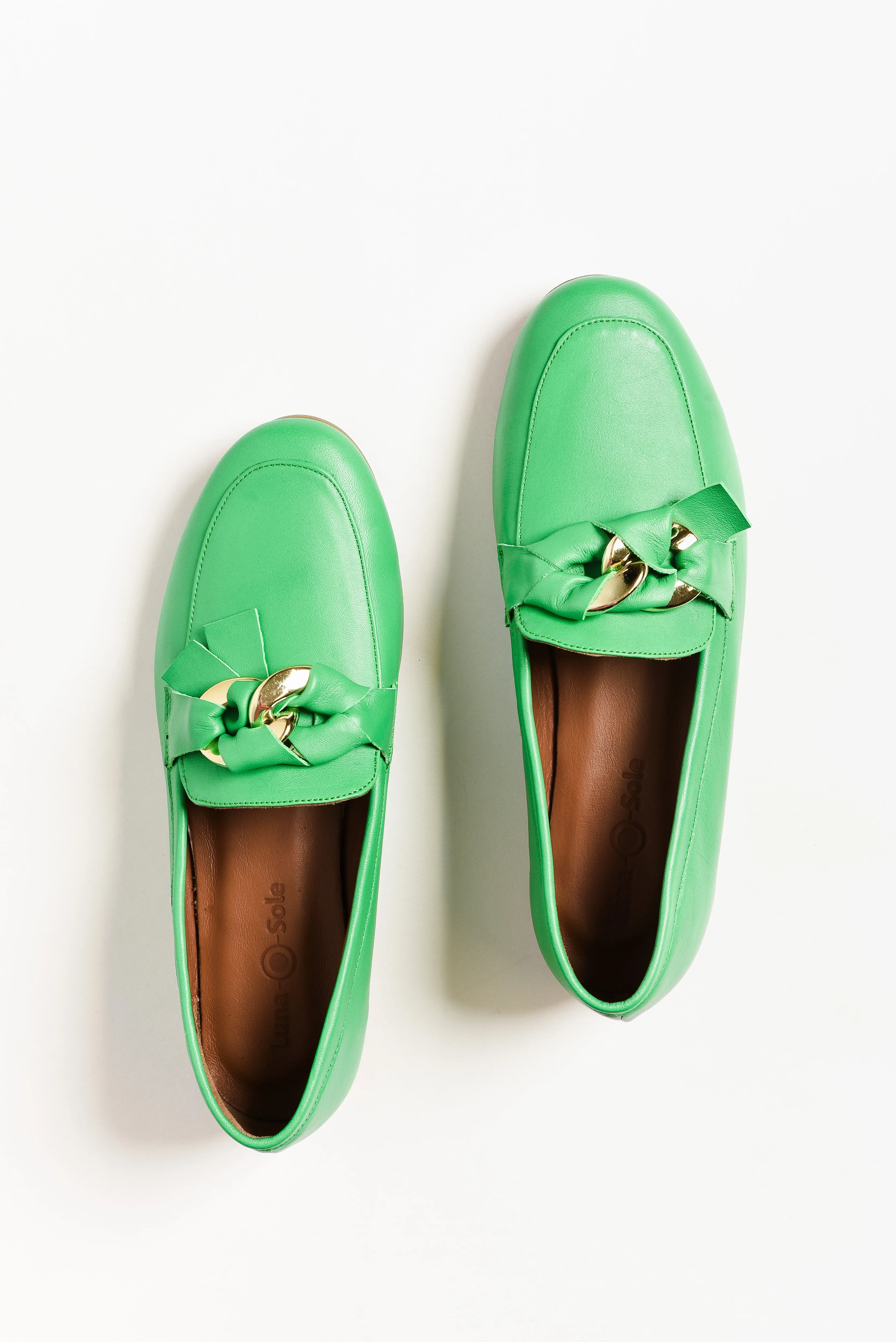 Carlie Green Leather Twist Loafer