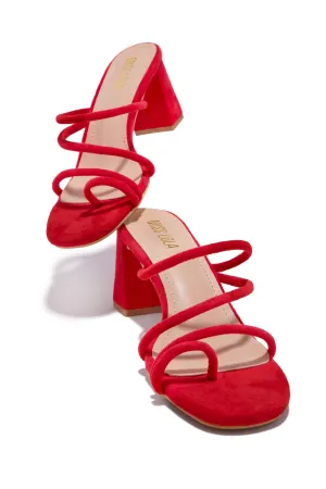 Elci Block Mid Heel Mules - Red