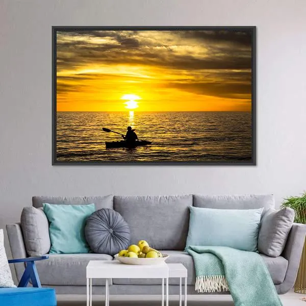 Fisherman In Kayak Canvas Wall Art