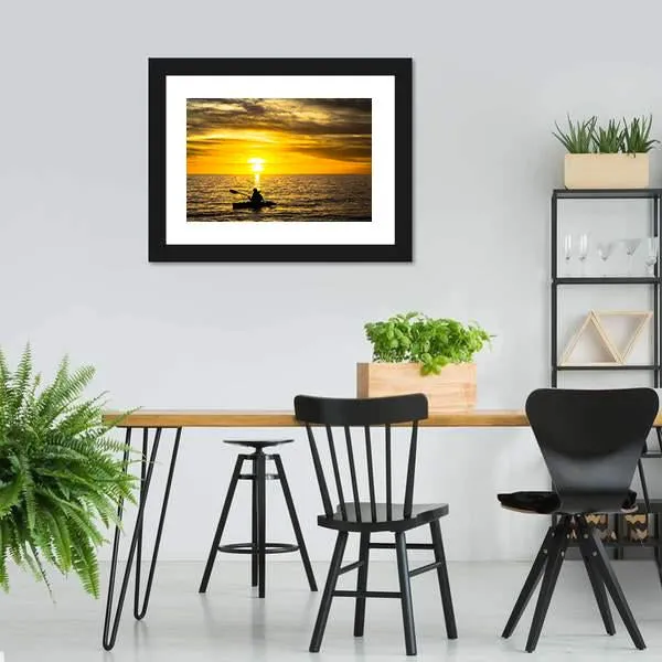 Fisherman In Kayak Canvas Wall Art