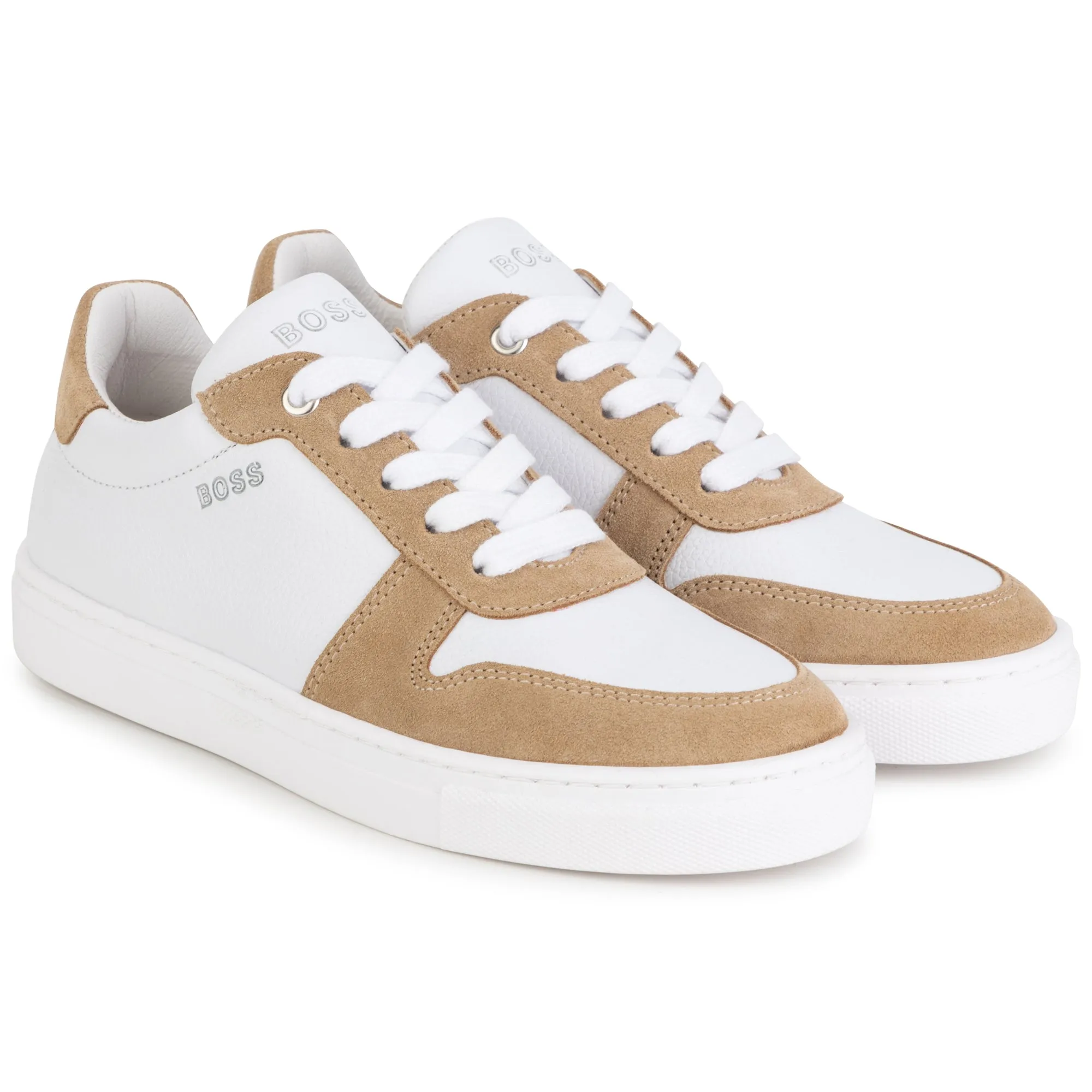 Hugo Boss White and Beige Sneakers