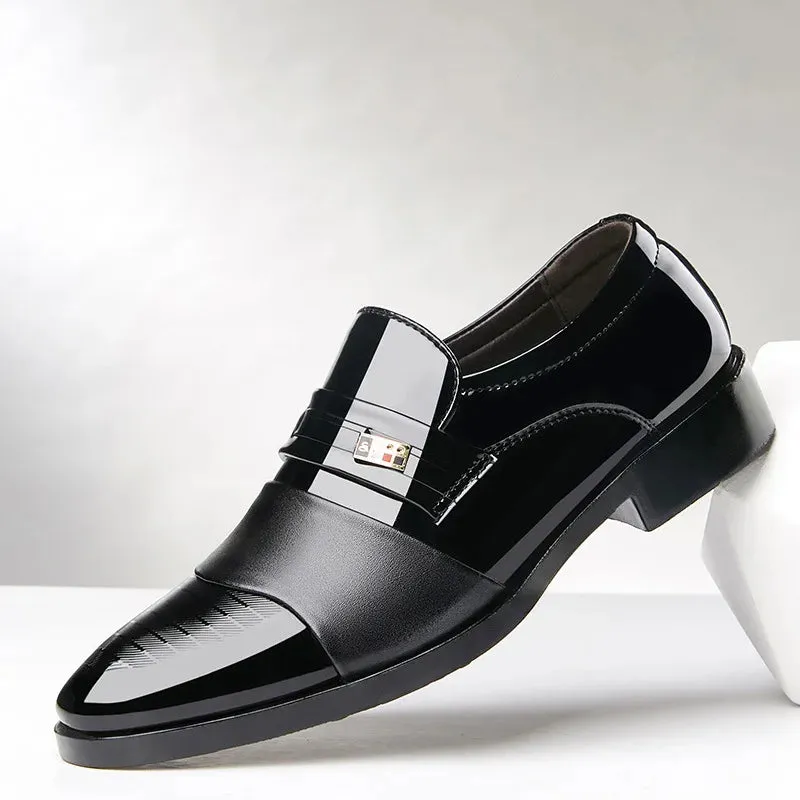 Men's Black PU Leather Shoes Formal Oxfords Slip On Dress Shoes Business Casual Office Work Wedding Plus Size 38-48