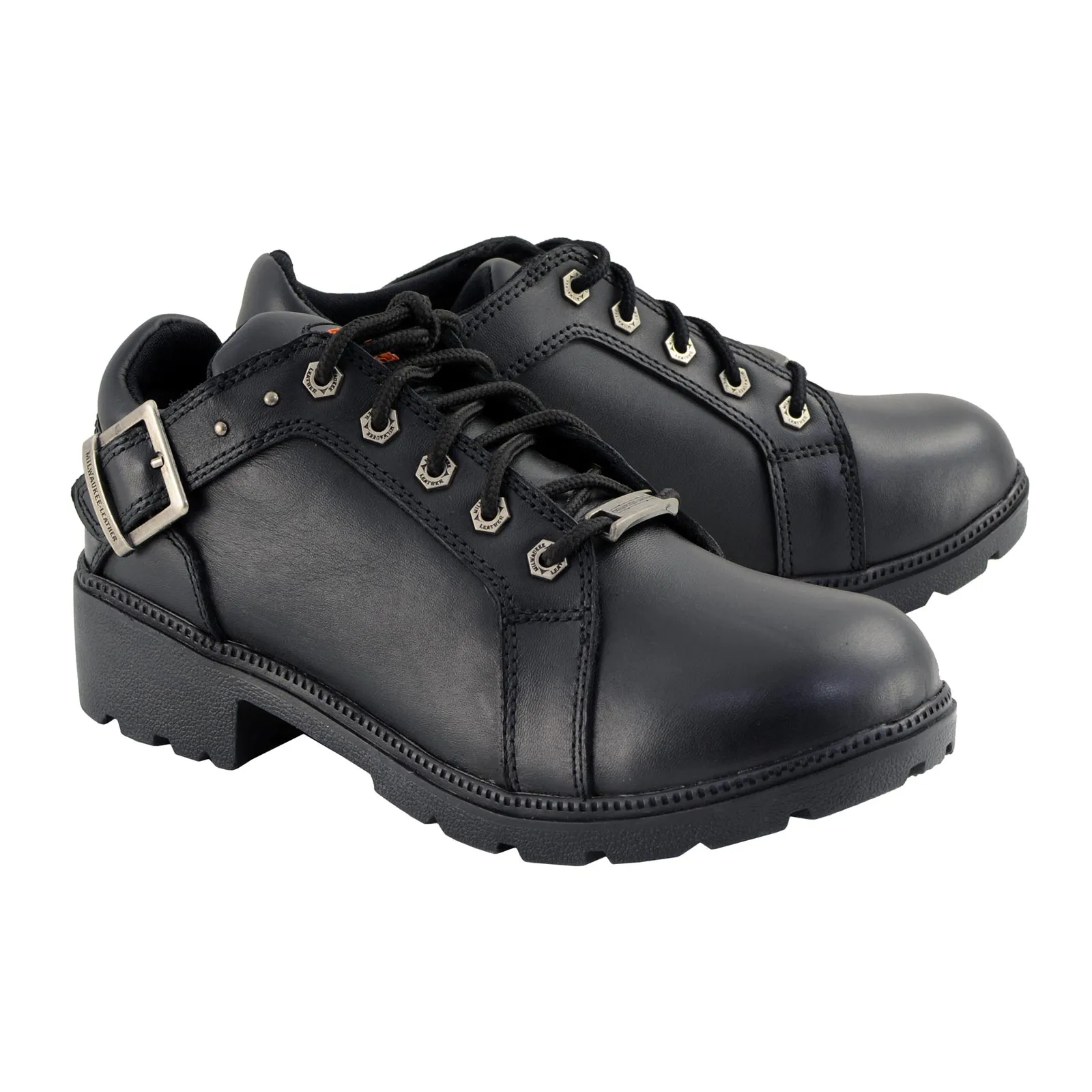 Milwaukee Leather MBL9311 Women's Black Leather Lace-Up Motorcycle