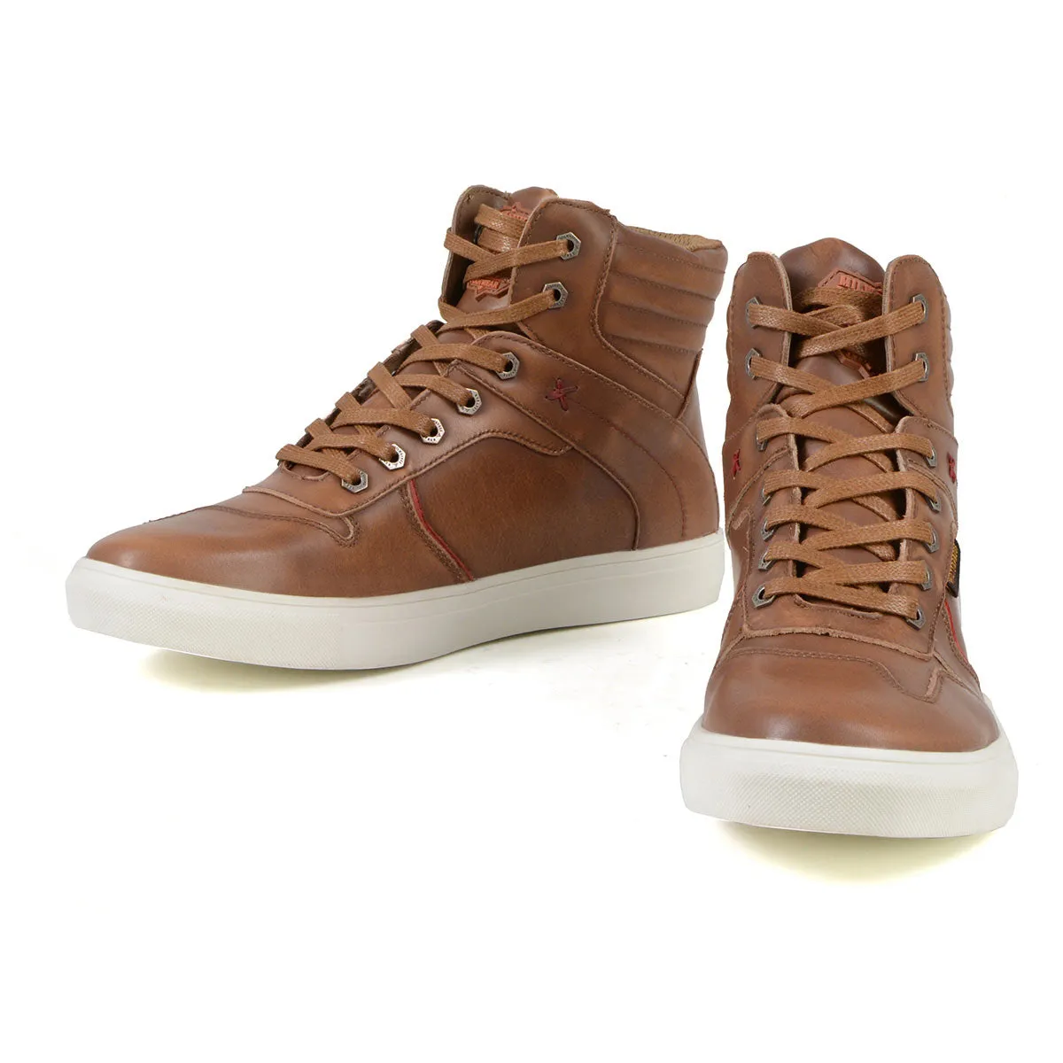 Milwaukee Leather MBM9154 Men's Cognac Leather High-Top Reinforced Street Riding Waterproof Shoes with Ankle Support