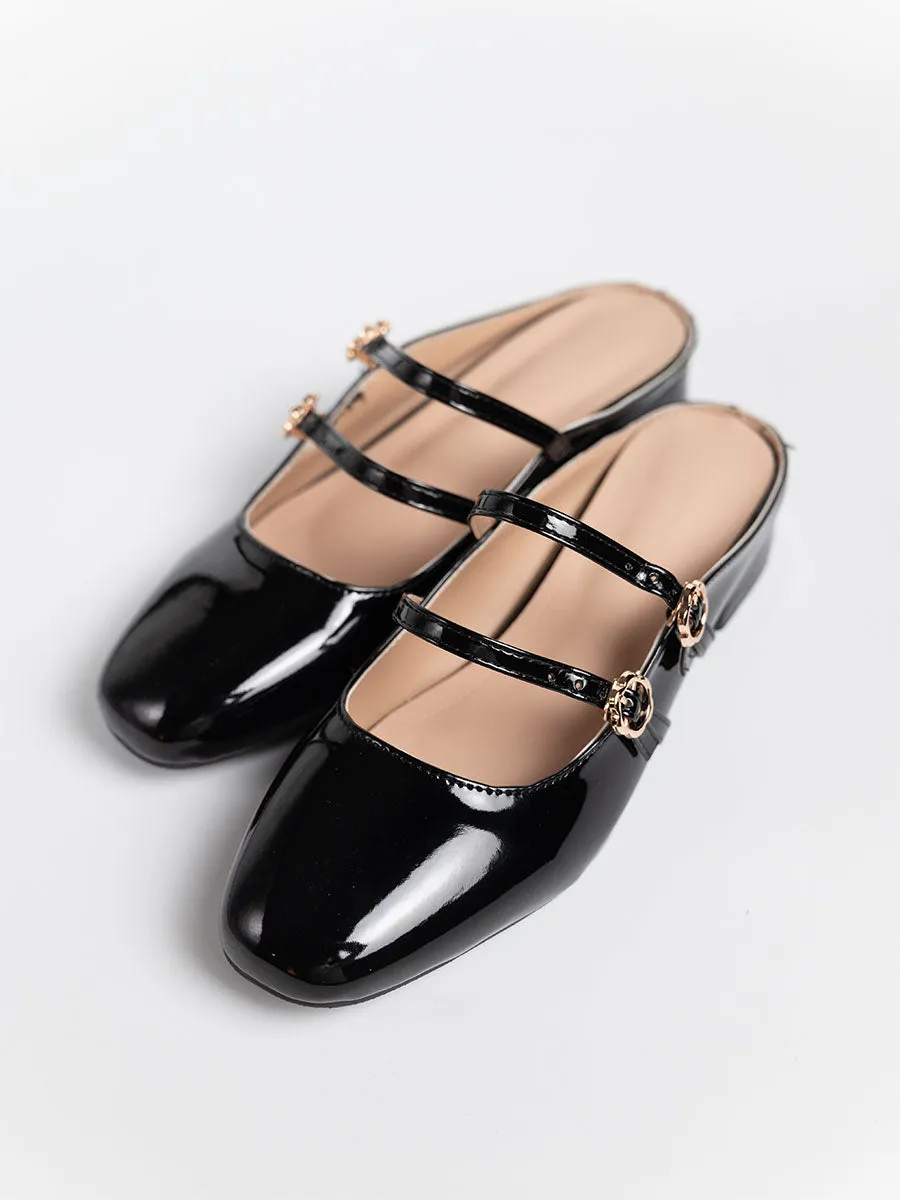 Milyy Mary Jane Glossy Mules