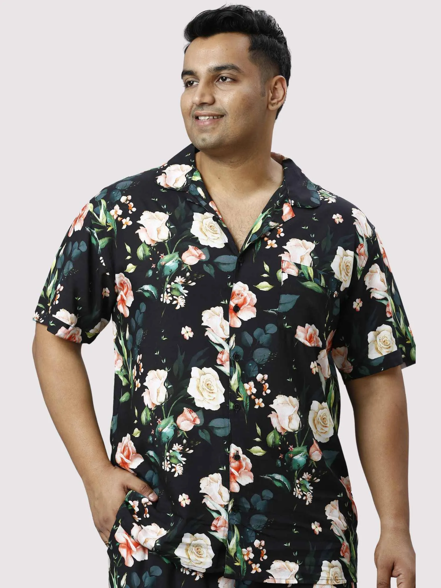 Night Blossoms Digital Printed Full Co-ords Set Men's Plus Size