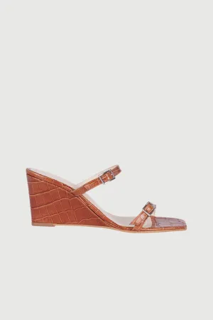 Olivia Sandals in Caramel croc-effect Leather