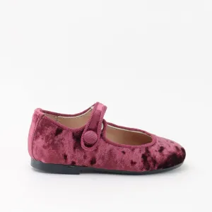 Papanatas Maroon Crushed Velvet Mary Jane