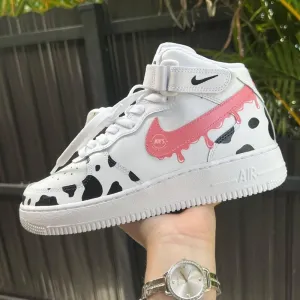 Pink Drip Cow Print Custom Air Force 1