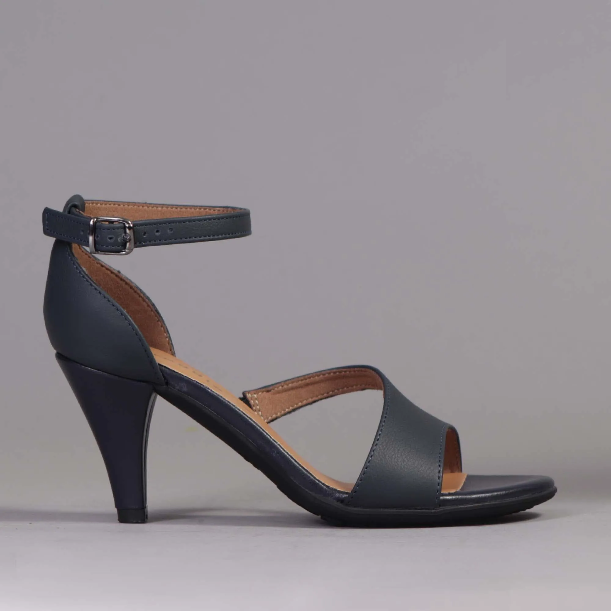 Strappy High Heel in Navy - 12566