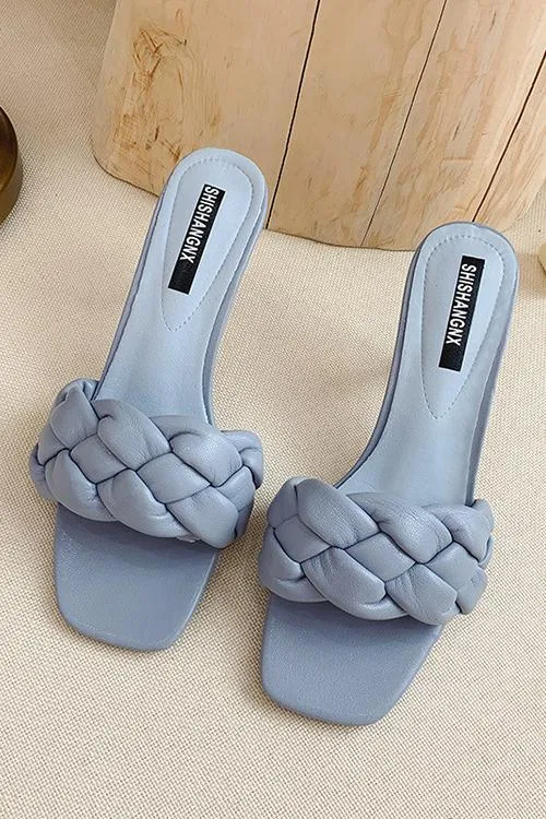 Weave Square Toe High Heel Sandals