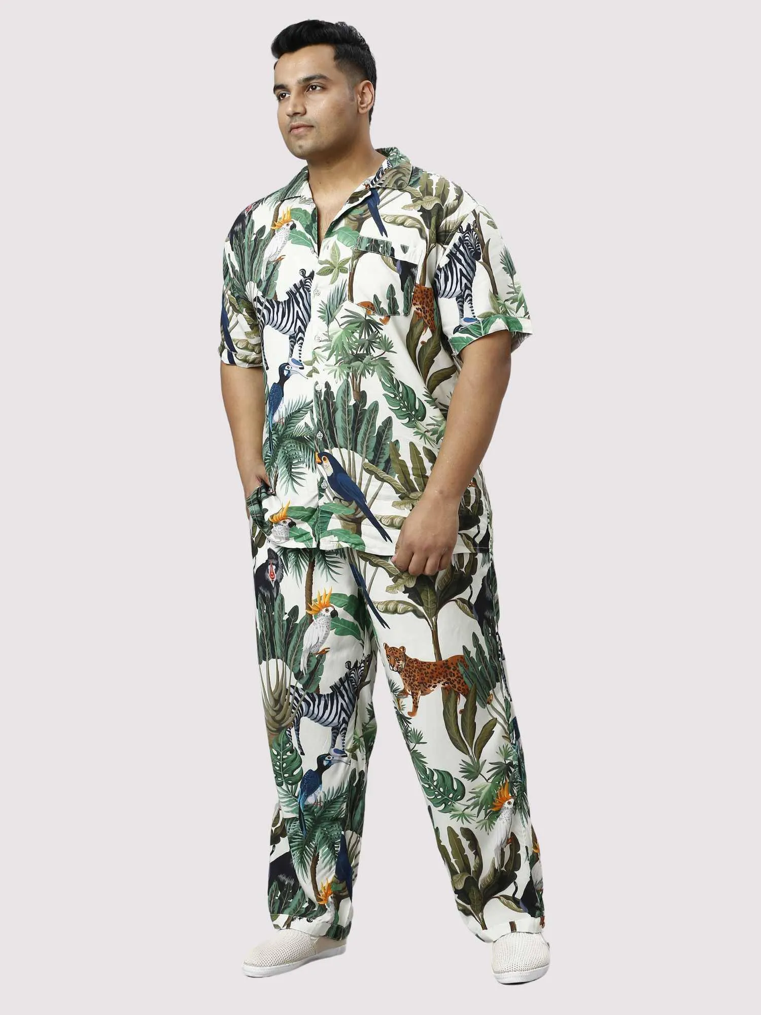 Wild Jungle Digital Printed Full Co-ords Set Men's Plus Size